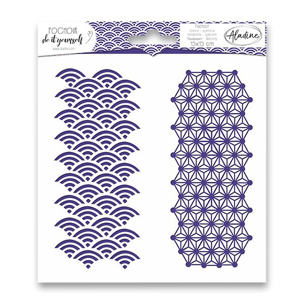 Školní a výtvarné potřeby - Pochoir Textile - Japonská geometrie 15 x 15 cm