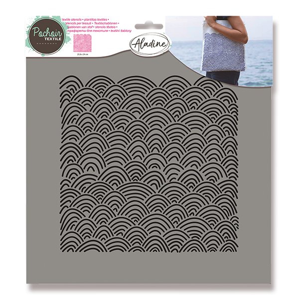 Školní a výtvarné potřeby - Plastová šablona AladinE - Mořské vlny 28 x 28 cm