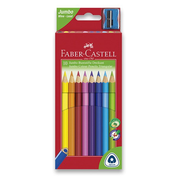 Psací potřeby - Pastelky Faber-Castell Junior Triangular 10 barev + ořezávátko