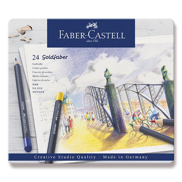 Psací potřeby - Pastelky Faber-Castell Goldfaber plechová krabička, 24 barev