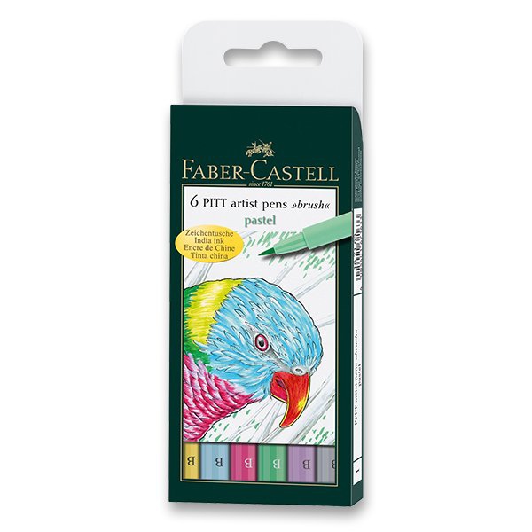 Psací potřeby - Popisovač Faber-Castell Pitt Artist Pen Brush 6 ks, pastelové barvy