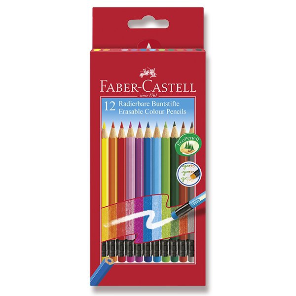 Psací potřeby - Pastelky Faber-Castell s barevnou pryží 12 barev