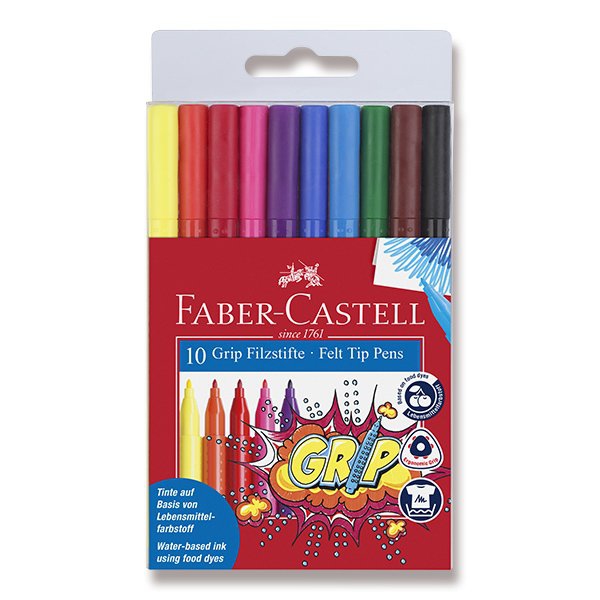Psací potřeby - Dětské fixy Faber-Castell Grip 10 barev