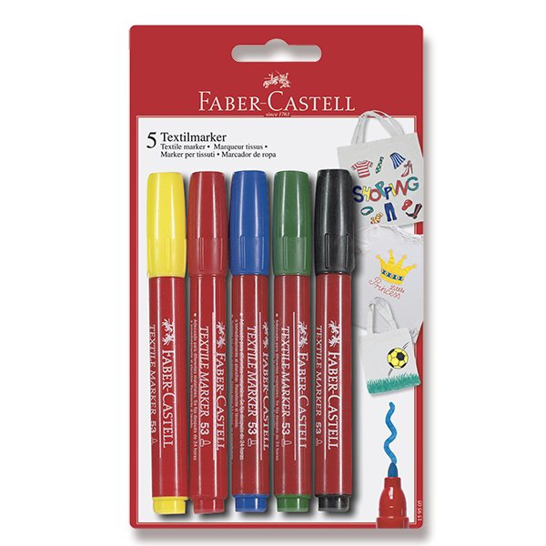 Psací potřeby - Popisovač Faber-Castell na textil 5 barev