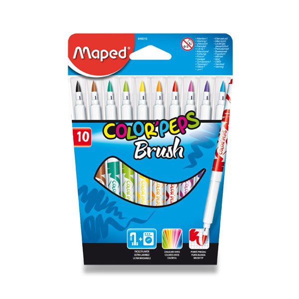 Psací potřeby - Dětské fixy Maped Color´Peps Brush 10 barev