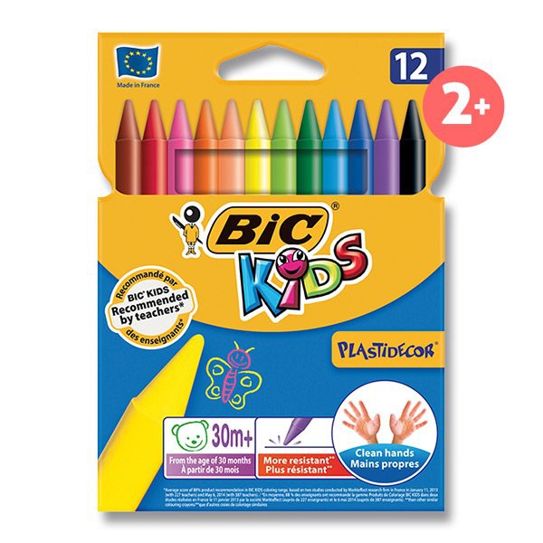 Psací potřeby - Plastové pastely Bic Kids Plastidecor 12 barev