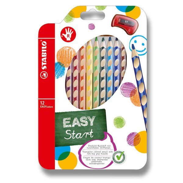Psací potřeby - Pastelky Stabilo EASYcolors 12 barev, pro praváky