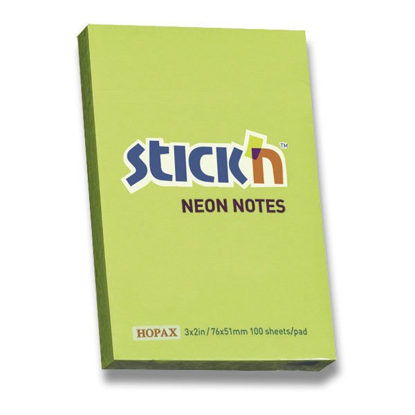 Papír tiskopisy - Samolepicí bloček Hopax Stick’n Notes Neon zelený