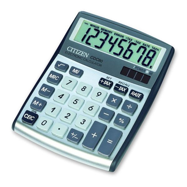 Kancelářské potřeby - Stolní kalkulátor Citizen CDC-80 stříbrný