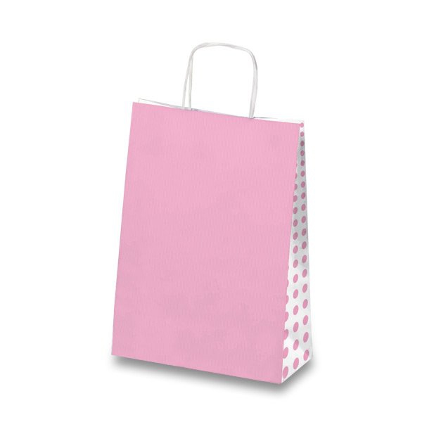 Obalový materiál - Dárková taška Tinta Unita Dots růžová