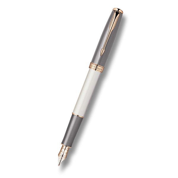 Psací potřeby - Parker Sonnet Subtle Grey Pearl 18K plnící pero, hrot F