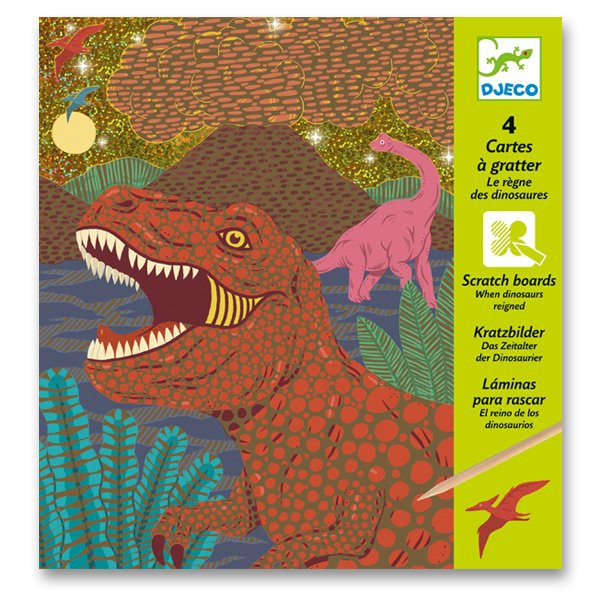 Školní a výtvarné potřeby - Vyškrabávací obrázky Djeco - Dinosauři