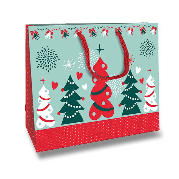 Obalový materiál - Dárková taška Christmas Traditional Nature 350 x 100 x 275 mm