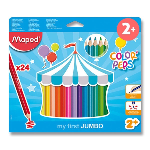 Psací potřeby - Pastelky Maped Color´Peps Jumbo 24 barev, trojhranné