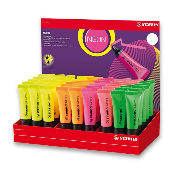 Psací potřeby - Zvýrazňovač Stabilo Neon stojánek, 45ks