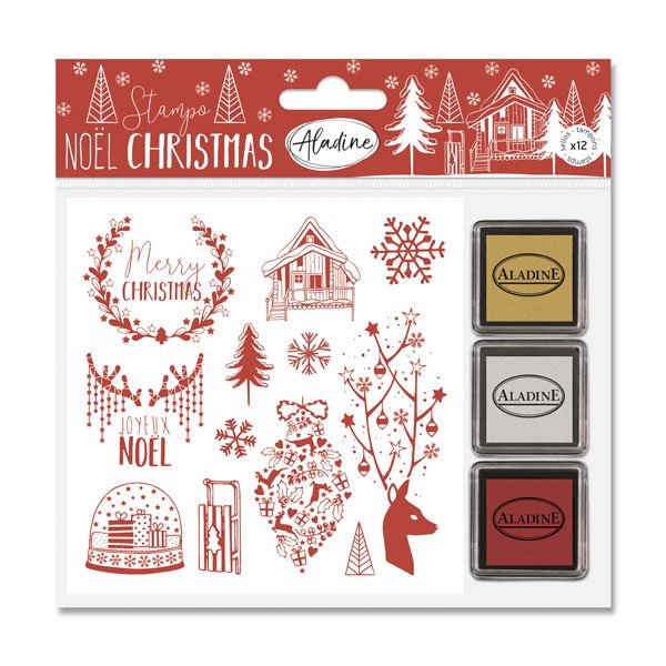 Školní a výtvarné potřeby - Razítka Stampo Nöel Aladine - Alpské Vánoce 12 ks
