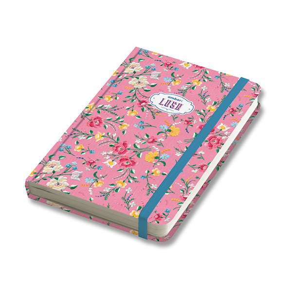 Papír tiskopisy - Záznamní kniha Ambar Lusa A6, linkovaná, 80 listů, mix motivů