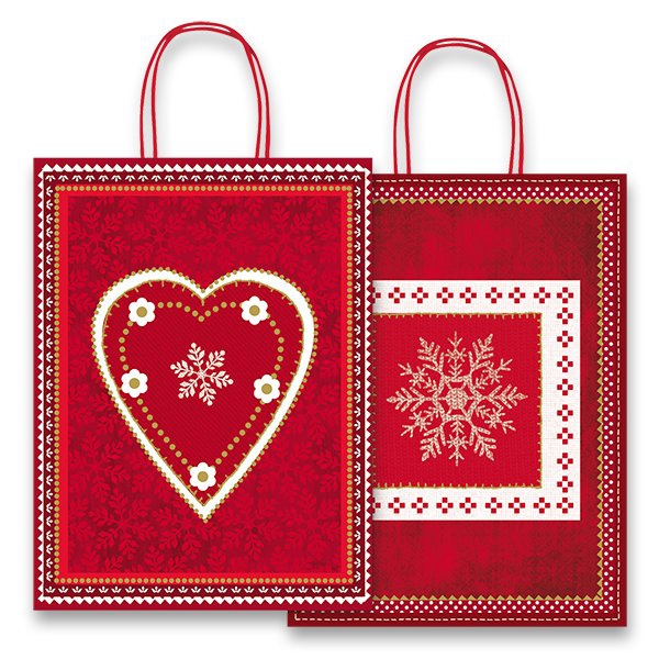 Obalový materiál - Dárková taška Fantasia Red & White 260 x 120 x 345 mm