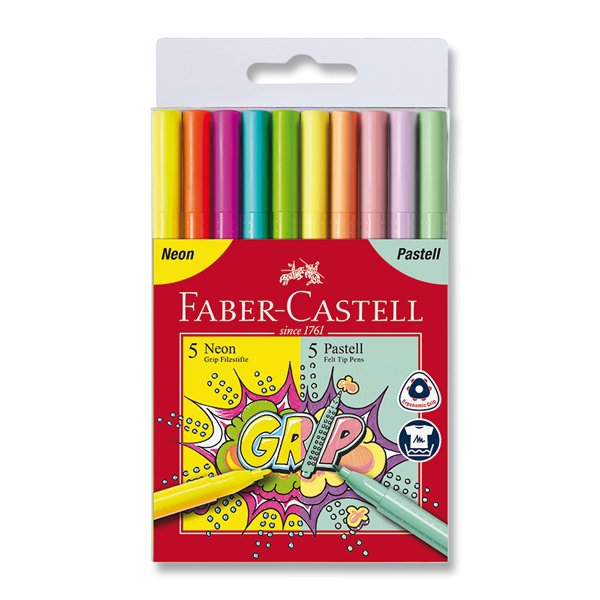 Psací potřeby - Dětské fixy Faber-Castell Grip 10 barev