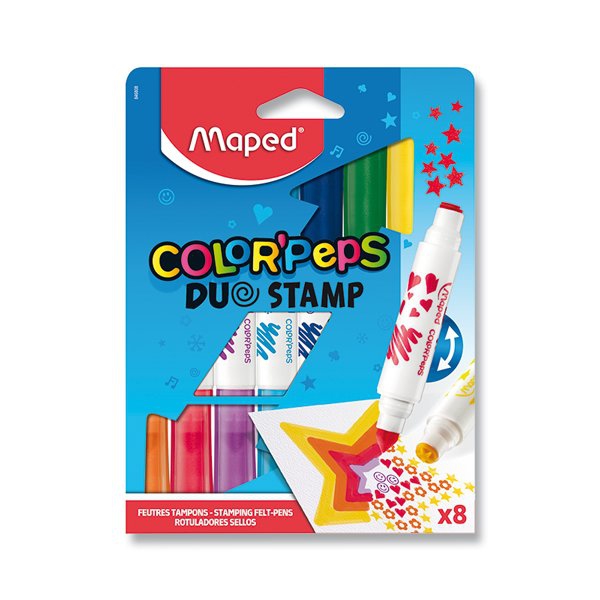 Psací potřeby - Dětské fixy Color´Peps Duo Stamp 8 barev