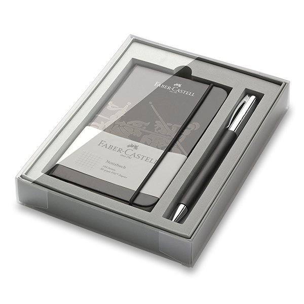 Psací potřeby - Faber-Castell Ambition Precious Resin kuličková tužka, dárková kazeta se zápisníkem