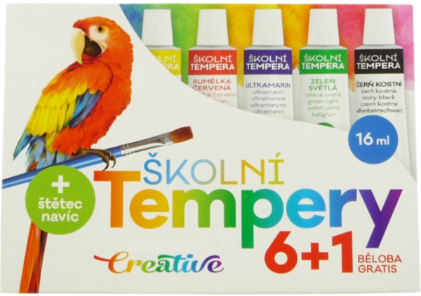 Školní a výtvarné potřeby - Temperové barvy 6ks + běloba, 16ml