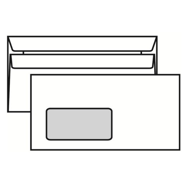 Papír tiskopisy - Obálka DL s oknem vlevo samolepící bílá  ( 45 x 95 mm )