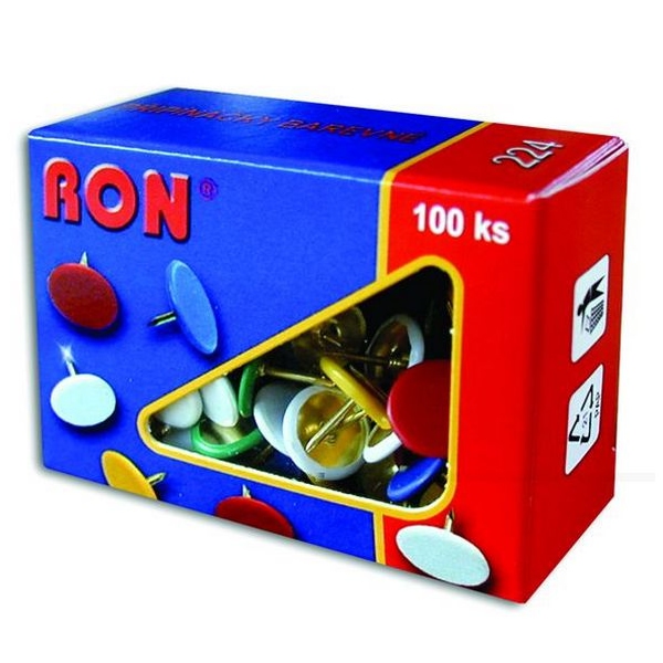 Kancelářské potřeby - RON - připínáčky barevné - 224/ 100ks