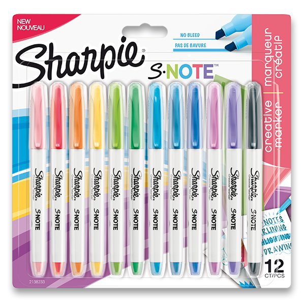 Psací potřeby - Popisovač Sharpie S-Note 12 barev