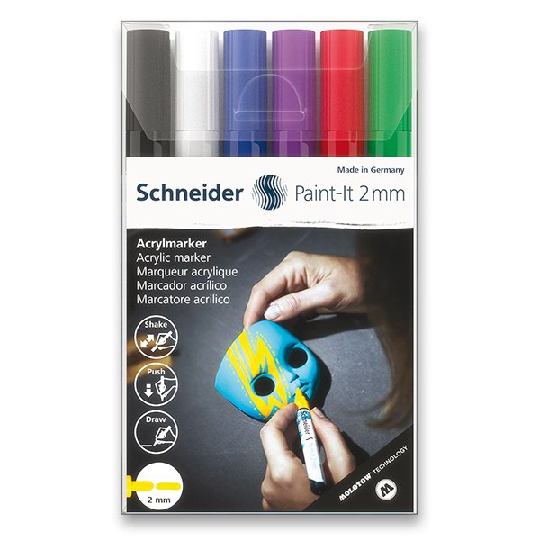 Psací potřeby - Akrylový popisovač Schneider Paint-It 310 souprava V1, 6 barev