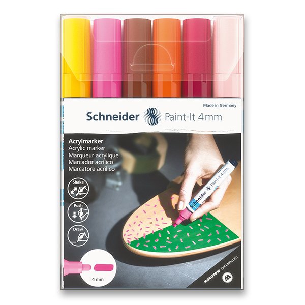 Psací potřeby - Akrylový popisovač Schneider Paint-It 320 souprava V3, 6 barev