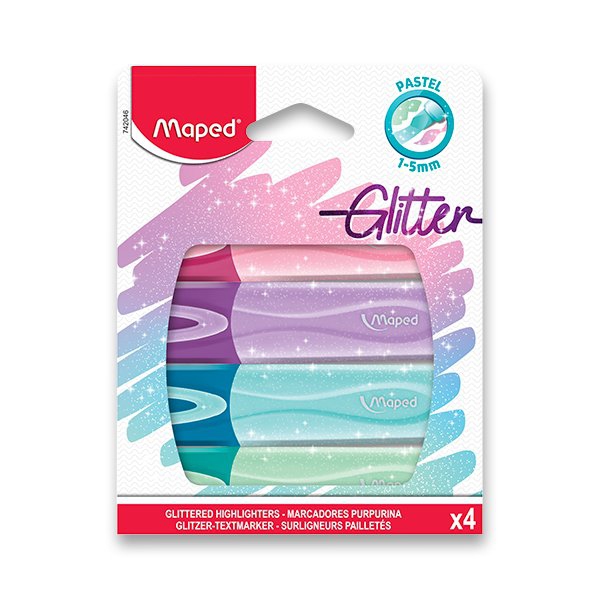 Psací potřeby - Zvýrazňovač Maped Fluo Peps Classic Glitter sada 4 barev