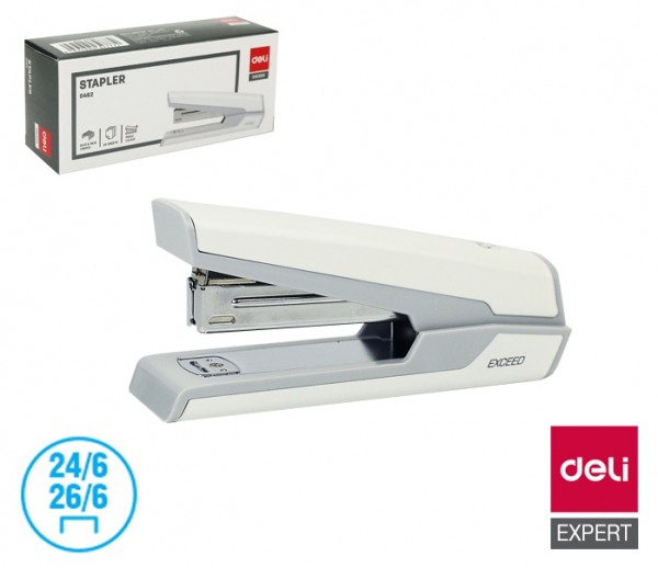 Kancelářské potřeby - Sešívačka celokovová DELI E0462 bílá
