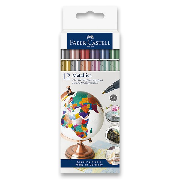 Psací potřeby - Popisovač Faber-Castell Metallics 12 barev