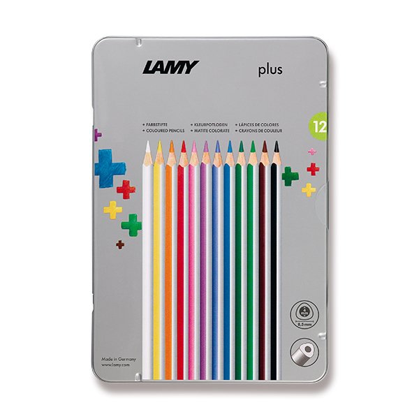 Psací potřeby - Lamy plus pastelky, 12 barev, plechová krabička