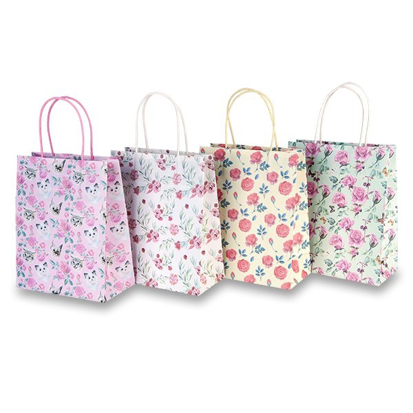 Obalový materiál - Dárková taška Květy 210 x 260 x 100 mm, mix motivů