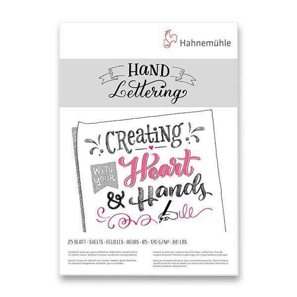 Papír tiskopisy - Blok Hahnemühle Hand Lettering A5, 25 listů