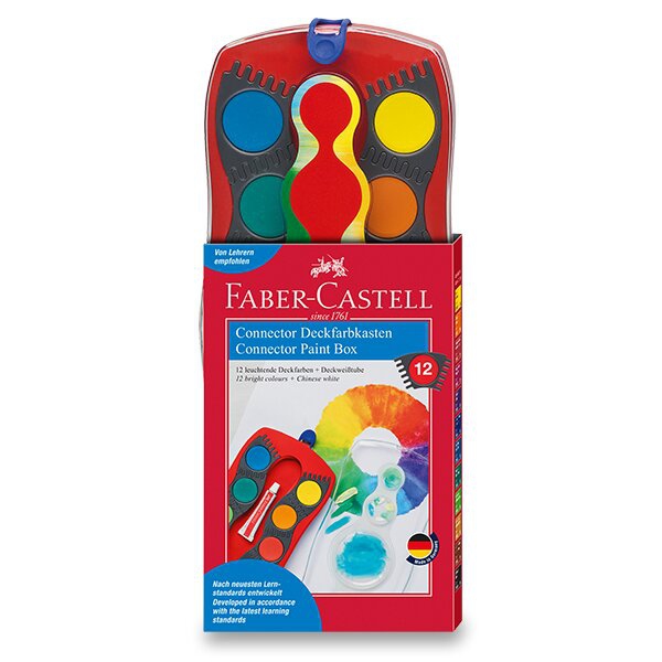 Psací potřeby - Vodové barvy Faber-Castell Connector 12 barev, průměr 30 mm