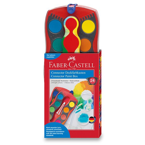 Psací potřeby - Vodové barvy Faber-Castell Connector 24 barev, průměr 30 mm