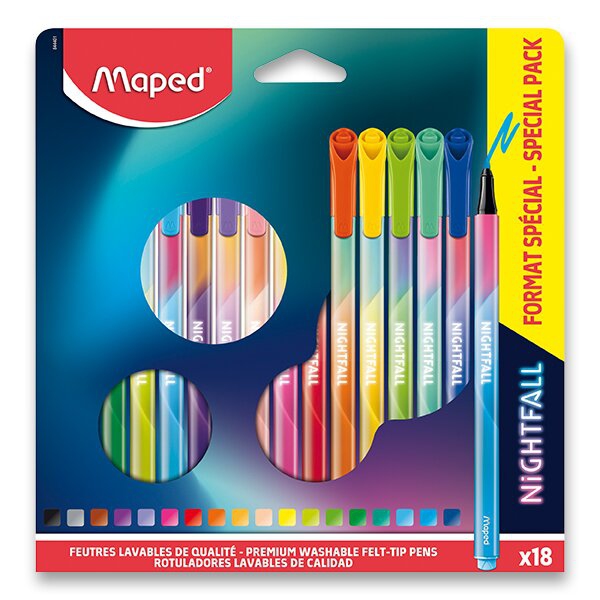 Psací potřeby - Dětské fixy Maped Color´Peps Deco Nightfall 18 barev