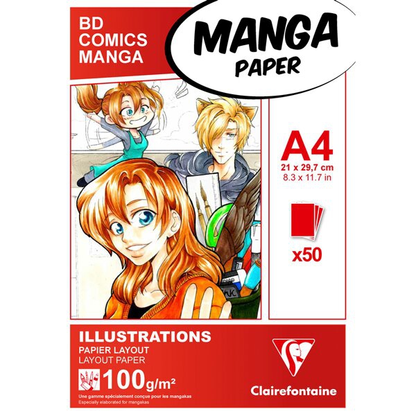 Papír tiskopisy - Blok Clairefontaine Manga Illustrations A4, 50 listů, 100g