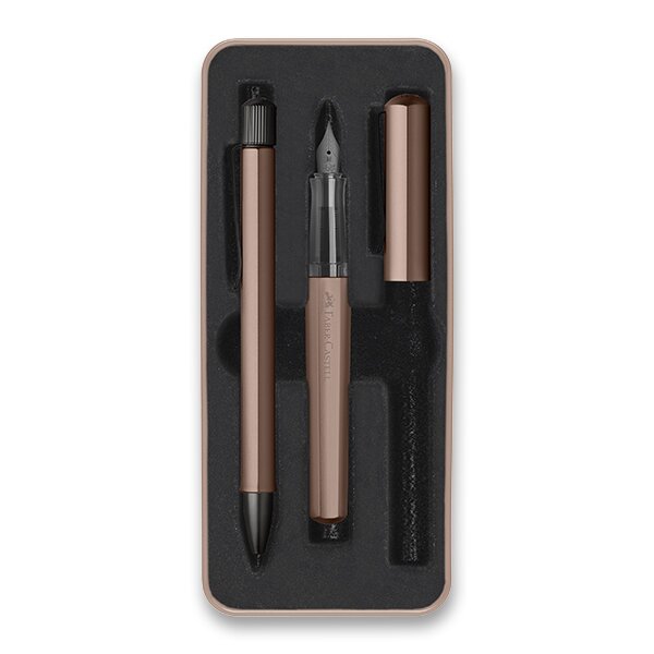 Psací potřeby - Sada Faber-Castell Hexo Bronze plnicí pero a kuličková tužka