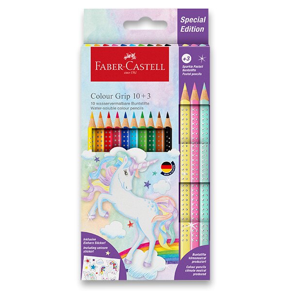 Psací potřeby - Pastelky Faber-Castell Colour Grip Unicorn souprava, 13 ks