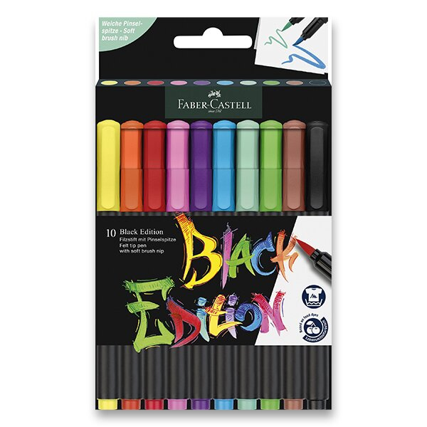 Psací potřeby - Fixy Faber-Castell Black Edition Brush 10 barev