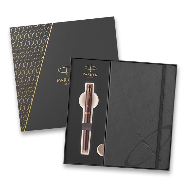 Psací potřeby - Parker IM Monochrome Burgundy roller, dárková kazeta se zápisníkem
