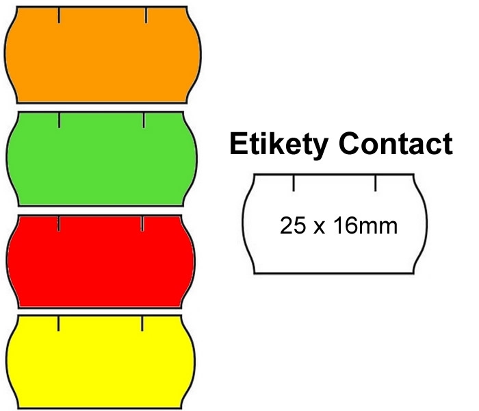 Papír tiskopisy - Cenové etikety Contact oblé 25x16 mm