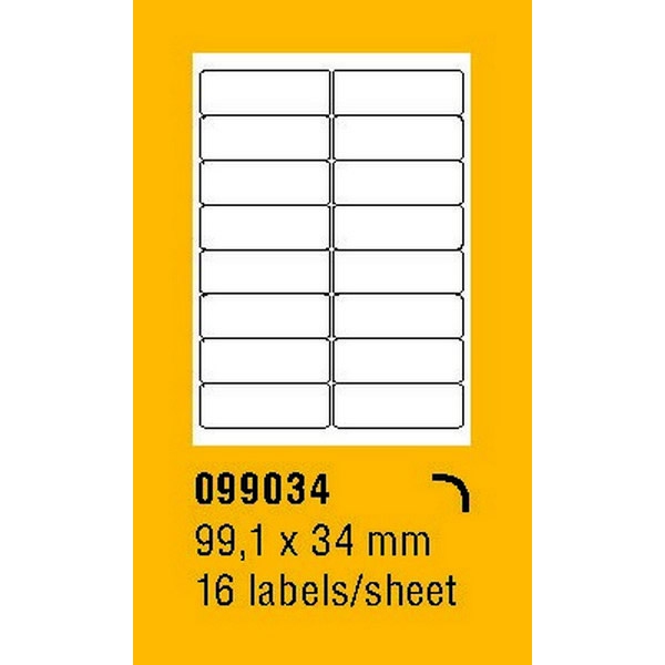 Papír tiskopisy - Etikety na archu SOREX - A4, 99,1 x 34mm, 1600 etiket