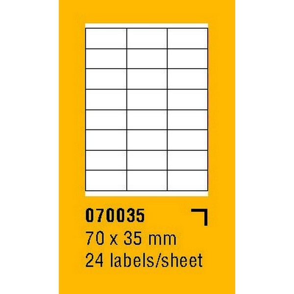 Papír tiskopisy - Etikety na archu SOREX - A4, 70 x 35mm, 2400 etiket