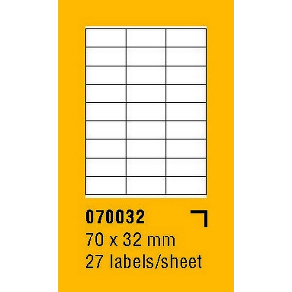 Papír tiskopisy - Etikety na archu SOREX - A4, 70 x 32mm, 2700 etiket