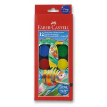 Vodové barvy Faber-Castell 12 barev, průměr 30 mm